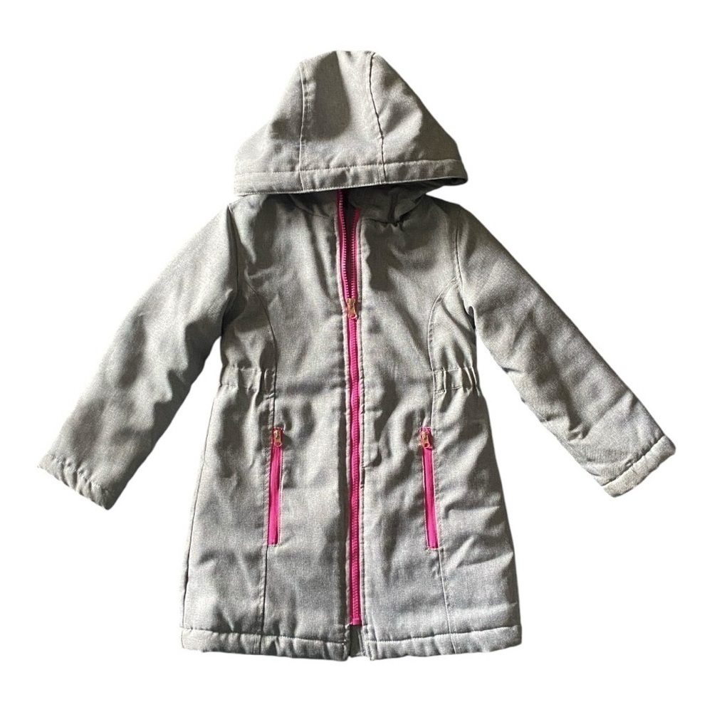 CAT & JACK-GRAY COAT PINK LINING-SIZE XS 4/5